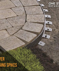 Heavy Duty 12 Inch Round Metal Stakes For Landscape And Paver Edging securing stones outdoors