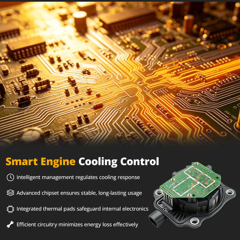 Knockout Grade Electric Coolant Water Pump For 2.5L Toyota Camry Rav4 Highlander And Lexus Models showing smart engine cooling control circuitry.