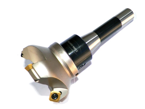 3.15 Inch Face Shell Mill Cutter With 5 Flutes, 45 Degree Cut, R8 Shank, Installed SEKT1204 Inserts for milling aluminum and steel