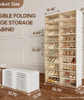 Portable Shoe Rack Organizer For Closet And Entryway, The Go To 10 Tier Sneaker Storage Cabinet With Magnetic Clear Door