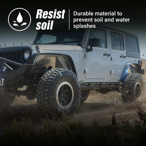Jeep Wrangler with 4 Piece Flat Style Fender Flares Kit For Jeep Wrangler JK JKU Unlimited 2007 To 2018 Off Road