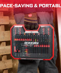 Ultimate Home DIY 58 Piece Screwdriver Set With 53 Magnetic Impact Bits And Case From Geinxurn being carried by a worker