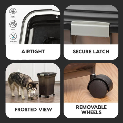 WeatherPro Airtight Pet Food Storage Container With Wheels Holds Up To 40 Lbs Of Dry Food Keeps Fresh Longer Translucent Body