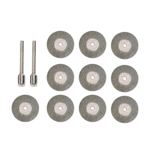 Diamond Cutting Wheels Kit For TIG Welding And Tungsten Electrode Sharpening, 25mm Discs 0.5mm Thick, 10 Pack With 2 CNC Rods
