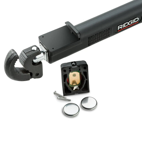 Telescoping Basin Wrench With LED Light, 10 To 17 Inch Adjustable Under-Sink Tool, contoured grip, black finish, parts view
