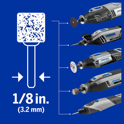 Heavy Duty EZ Lock Sanding And Grinding Rotary Tool Accessories Kit With Eighteen Pieces showcasing 1/8 inch shank tools.