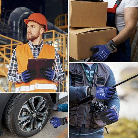 Cut Resistant Work Gloves A4 ANSI Nitrile Sandy Coated Waterproof Touchscreen Compatible For Heavy Duty Jobs And DIY Grippy Grip
