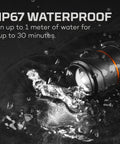 DaVinci 1000 Lumen Flashlight And Portable Charger With Magnetic Base submerged in water, showing waterproof feature