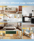 Collage of living room, office, kitchen, bedroom, hospital, school, showcasing usage of Two Pack 3 In 1 Replacement Filter Set.