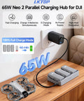 Neo 2 Battery Charging Hub Bundle With 3 Original Neo 2 Batteries And 65W Parallel Charger Fast 46 Minute Full Charge For DJI Neo 2