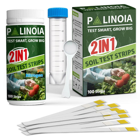 All In One Soil pH And Nitrogen Testing Kit 100 Pack Resealable Pouches Fast Accurate pH Tester with spoon, tube, and test strips