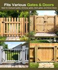 Anti Sag Gate Kit For Wooden Fence, Heavy Duty Gate Hardware With Welded Hinges, Corner Braces, Self Locking Latch, No Sag Fence Gate System For Outdoor Use on wood and metal gates