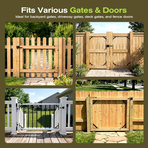 Anti Sag Gate Kit For Wooden Fence, Heavy Duty Gate Hardware With Welded Hinges, Corner Braces, Self Locking Latch, No Sag Fence Gate System For Outdoor Use on wood and metal gates