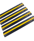 Ridiculously Tough Rubber Cable Ramp 1 Channel Cord Cover For Wires And Hoses, Holds Up To 22000 Lbs, 4 Pack on white background