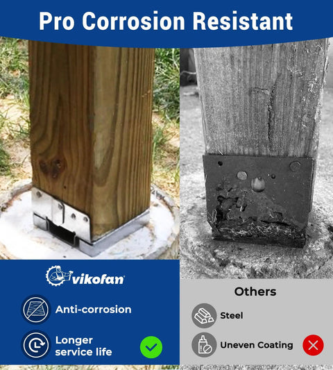 6 Pack 6x6 Post Base for Concrete Installations, True 5.5x5.5 Inch Wood Posts, Heavy Duty Electro Galvanized Brackets