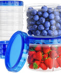 6 Pack 16 Oz Freezer Safe Airtight Plastic Food Storage Containers with Twist Top Lids for Soup and Grab and Go Meals Stackable Leakproof Microwave and Dishwasher Safe BPA Free filled with berries