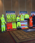 Straight Up Job Site Approved Flame Resistant High Visibility Safety Vest En Iso Certified Polyester Workwear Heavy Duty Fire Guard Vest Built Tough For Long Hours on display showcasing various high vis workwear.