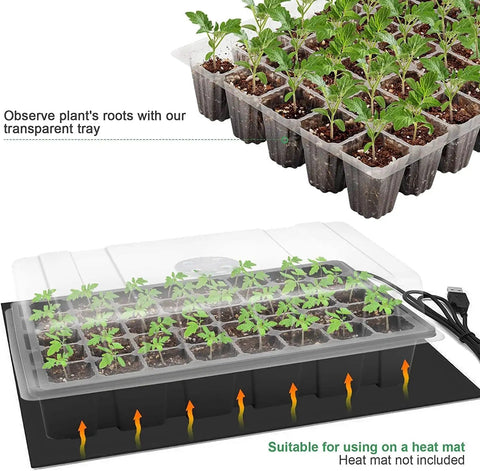 Seed Starter Tray Kit 5 Pack Propagator For Seed Starting With Humidity Vented Domes And Base 40 Cells Per Tray Total 200 Cells