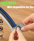 Person securing cables with 80 Piece Set Hook And Loop Cable Straps For Desk Cable Management Tames Messy Cords With Adhesive Wire Ties