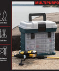 Ultra Handy Portable Tool Box Small Parts Organizer With Four Removable Drawers And Customizable Compartments on rocky shore