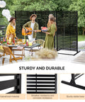 Metal Outdoor Privacy Screen 72 Inch By 49 Inch Freestanding Privacy Fence Panels Decor Room Divider For Patio Deck Balcony And Pool Built Tough With Interlocking Joints Weather Resistant Rustproof Durable shown with people enjoying outdoor gathering