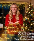 1620 LED 164ft Outdoor Christmas Lights Diamond Inspired Faceted Curtain String Lights With 360 Drops 12 Modes Dimmable Waterproof Fairy Lights With Timer For Yard Patio Window Decor Warm White shown in indoor setting