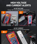 Digital Multimeter TRMS 20000 Counts With Auto Ranging measures high voltage and current with orange backlight alerts.