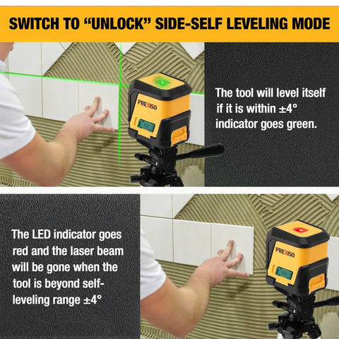 Green Beam Self Leveling Laser Level With 65 Ft Range Tripod Included Cross Line Projection For Precise Picture Hanging
