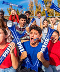 Crowd cheering with 48 Pcs Thunder Sticks With Paw Print Design Inflatable Noise Makers, Blue, at sports event