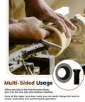 Close-up of hands using Heavy Duty 10 Pack 8.9 Mm Round Carbide Cutting Inserts For Indexable Lathe Tools on wood lathe.