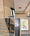 Sharp Matte Gold Peel And Stick Corner Guards Shield Walls And Drywall Hassle Free Heavy Duty Aluminum L Trim picture framed on wall.