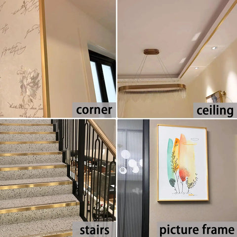 Sharp Matte Gold Peel And Stick Corner Guards Shield Walls And Drywall Hassle Free Heavy Duty Aluminum L Trim picture framed on wall.