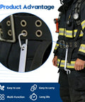 Slick Hassle Free Universal One Half Inch Fire Sprinkler Head Wrench attached to firefighter's gear for easy access.