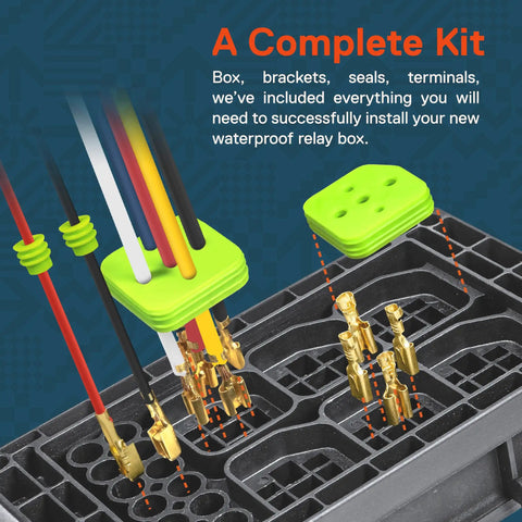 12V DC Auto Waterproof Fuse And Relay Box with Six Relay Sockets and Six Fusible Holders Bosch Style for Cars Boats Marine