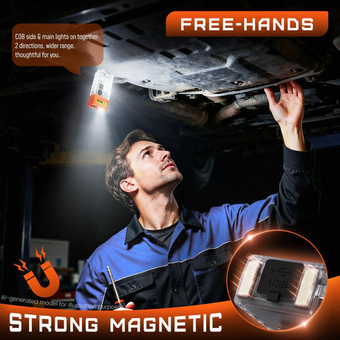 Mechanic using Ultra Compact UV Flashlight 365nm With LED Power EDC Must Have Magnetic Rechargeable Blacklight LCD Display.