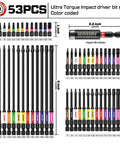 Torx Screwdriver Bits Set 52 Pcs Magnetic Pro Grade With Color Coded Base T7-T40 with extensions and bit holder