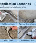 Heavy Duty Self Leveling Concrete Filler And Driveway Crack Sealer applied to wall corners, pipes, roofs, and window sills.