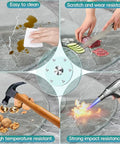 Heavy Duty Round Tempered Glass Lazy Susan With Swivel Assist Mechanism showing cleaning durability, scratch resistance, and heat resistance.