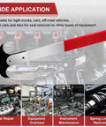 Seal Puller Tool For Oil Seal Removal In Cars SUVs Light Trucks And Machinery Third Generation With 30 Percent Thicker Dual Hook Tips And Heat Treated Steel For Pro Grade Heavy Duty Automotive And Equipment Repair displayed against engine backdrop.