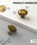 Vintage Antique Brass Cabinet Knobs And Drawer Handles 1 1/4 Inch Rock Solid Zinc Alloy Rustproof Dimensions with screws