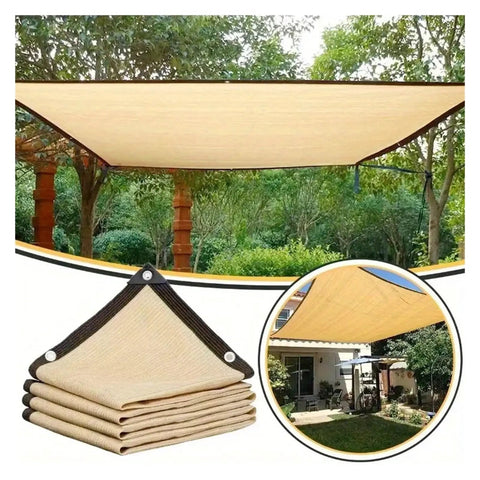 Heavy Duty Garden Shade Cloth Sunblock Mesh Net Cover For Outdoor Canopy UV Protection Anti Heat With Grommets Ideal For Backyards And Patios Adjustable Size Cuts To Fit Weather Resistant And Easy Install, 3m x 3m beige
