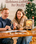 Christmas Activities for Family: couple assembling DIY Book Nook Puzzle Kit With 16 Inch Ferris Wheel Music Box, LED Lights, Sunset Carnival Scene, 3D Wooden Puzzle For Adults, Totally Artsy Craft Gift Set For Girls And Boys, Detailed Nighttime Display