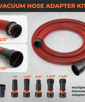 10 Ft 1 1/4 Inch Dust Collection Hose Kit With 6 Adapters for Home and Shop Vacuums, shown with multiple adapter sizes.