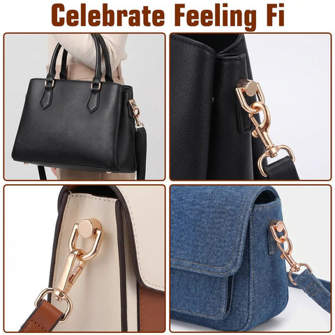 8 Pack D Rings For Purses With Punch Kit 360 Degree Rotatable Bag Hardware attachment on various handbags