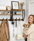 32-Inch Wall Mount Coat Rack With Shelf Must-Have 4-In-1 Key Holder Mail Organizer 12 Hooks Entryway Storage for living room.