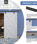 Heavy Duty Exterior Barn Door Hardware Kit 6 Ft Wall Mounted Slide Track shown with galvanized steel track and door strap