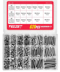 YEEZET 620PCS stainless steel bolts and nuts kit with M4/M5/M6 in a clear plastic organizer case