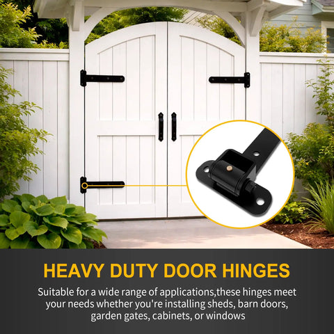 Heavy Duty Gate Hinges 900 Lbs Capacity, 180 Degree Open, Built In Ball Bearings, Bolt On Or Weld On, installed on white gate