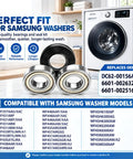 Slap On This Heavy Duty Washer Tub Bearing Seal Kit To Stop Grinding Groans And Drum Leaks Fast Your Machine Will Run Like New For Smooth Quiet Laundry Days Ahead showing front load washer parts and compatibility details.
