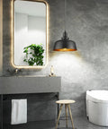 Dope Industrial Pendant Light With Plug In Cord Retro E26 Hanging Ceiling Lamp On Off Switch Oil Black Shade in bathroom